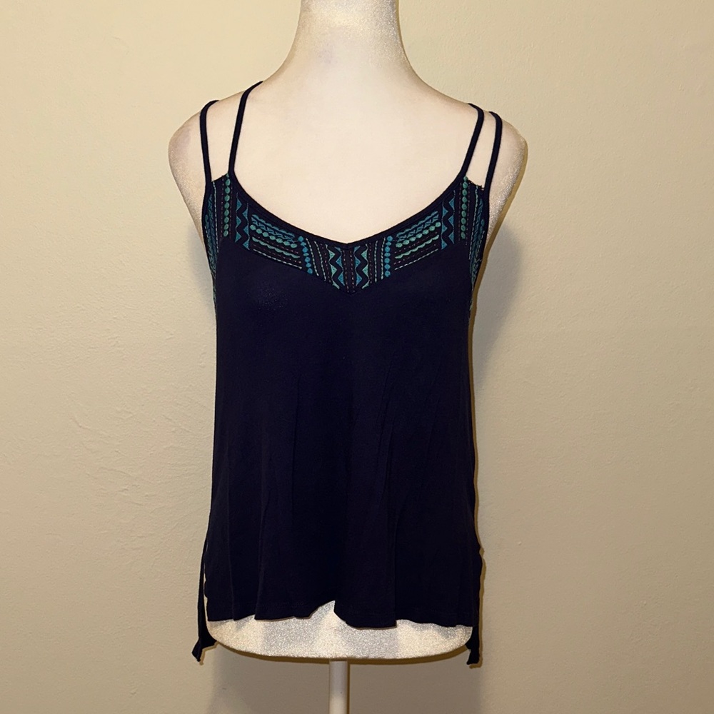 Express Black and Teal Patterned Camisole